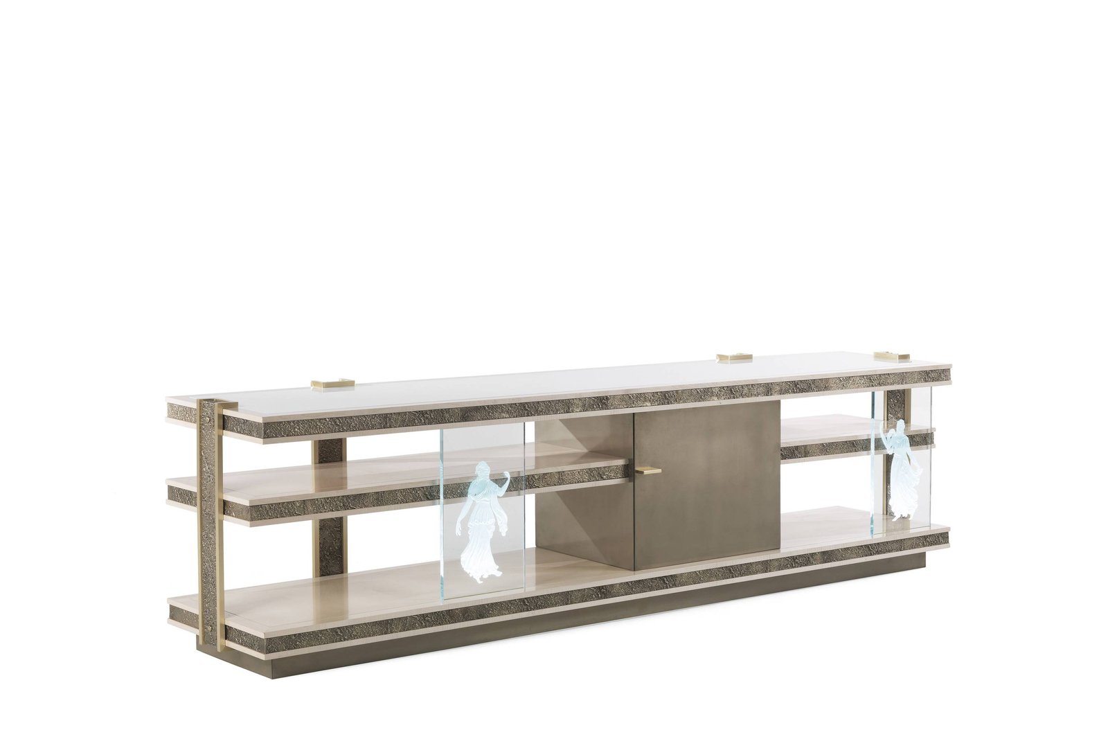 SHINTO TV holder &ndash; Transform your space with luxury Made in Italy classic day storage units of Oro Bianco collection.