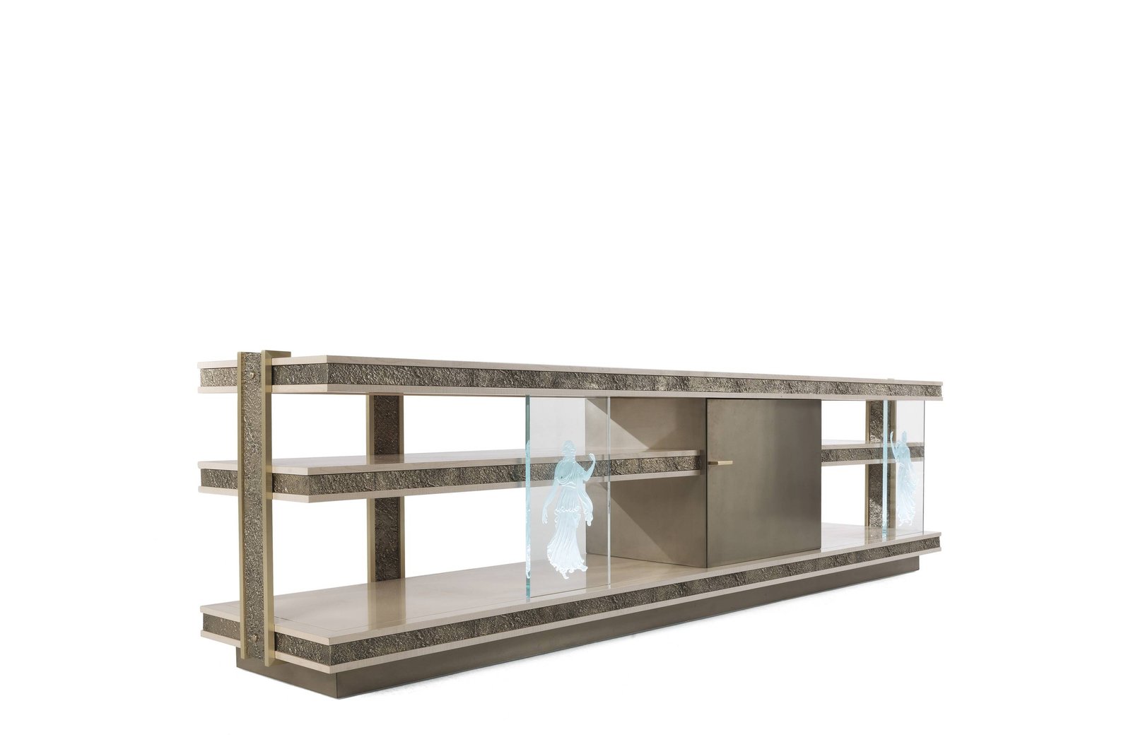 SHINTO TV holder - quality furniture and timeless elegance with luxury Made in Italy classic day storage units of Oro Bianco collection.